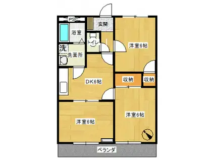 グランドソレイユB(3DK/1階)の間取り写真