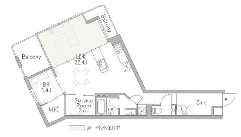 GRANDUO祐天寺2(1SLDK/2階)の間取り写真