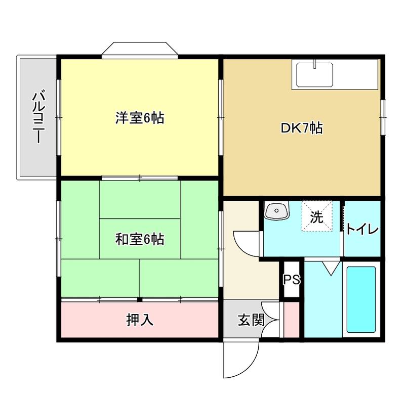 LACIELO 1(2DK/2階)の間取り写真