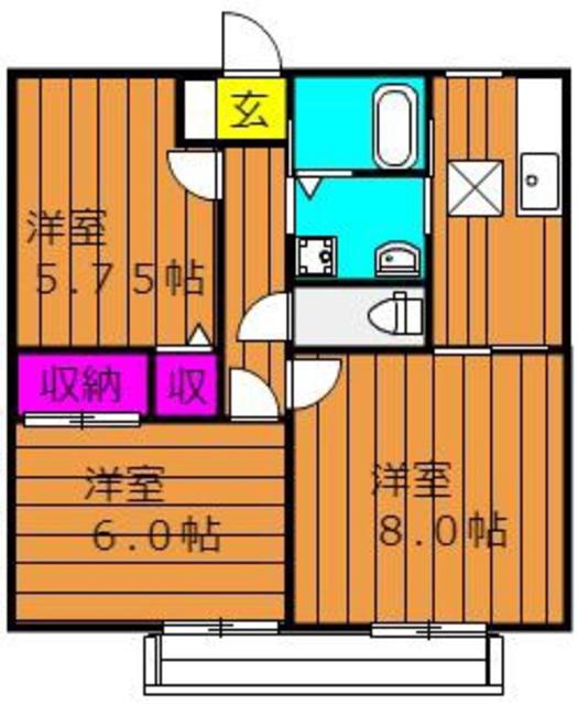 リバーサイド金光 B(3K/2階)の間取り写真