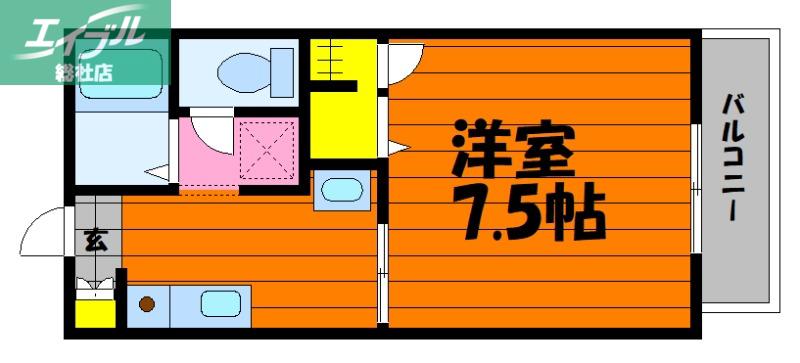 サンライズ吉備津A棟(1K/2階)の間取り写真