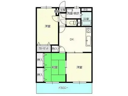 エスポワールII田井(3DK/3階)の間取り写真