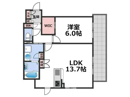 CASA FELICE(1LDK/6階)の間取り写真