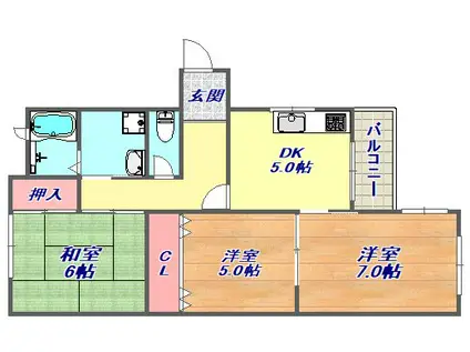 メゾンミヤマエ(3DK/4階)の間取り写真