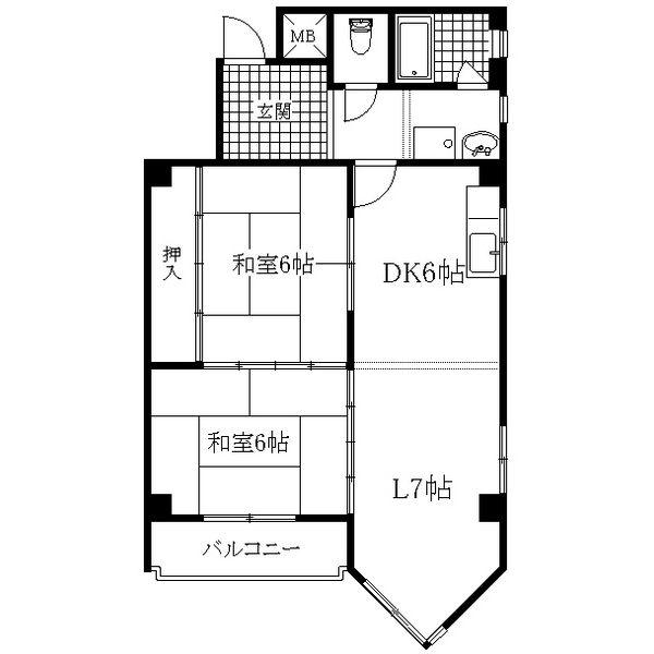 フルーヴェ1番館(3DK/4階)の間取り写真