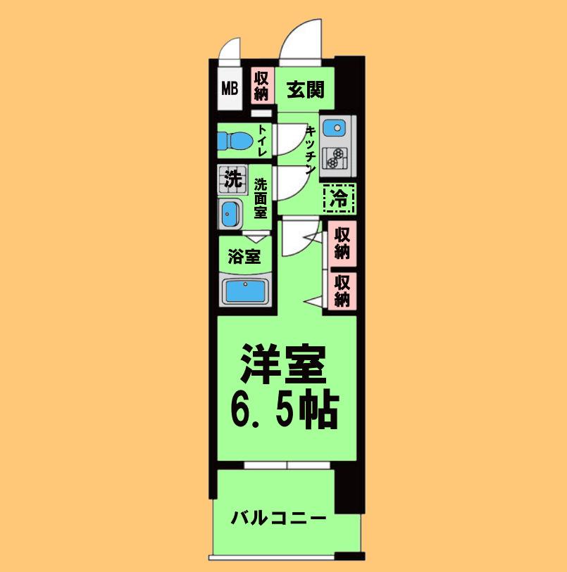CREST TAPP 平安通(1K/4階)の間取り写真