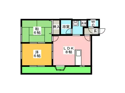 宮根コーポ(2DK/1階)の間取り写真