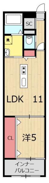 GROWTH DAIOU(1LDK/4階)の間取り写真