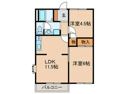 フォーブル知多 A(2LDK/2階)の間取り写真