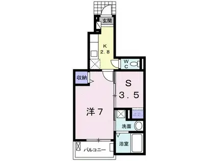 コンフォルトくろだ(1SK/1階)の間取り写真