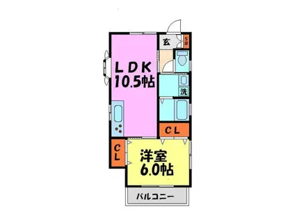 ハナヤシキヒルII(1LDK/2階)の間取り写真