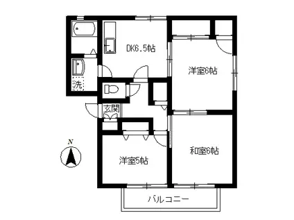 オークアベニューA(3DK/2階)の間取り写真