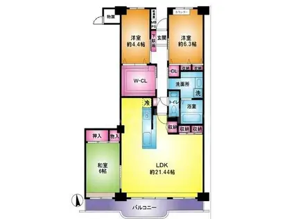 越谷ファミリータウンD棟(3LDK/4階)の間取り写真