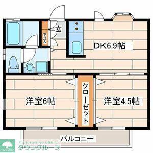 ハイムデパウゼ(2DK/1階)の間取り写真
