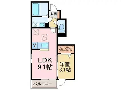 フルール ドゥ リリー(1LDK/1階)の間取り写真