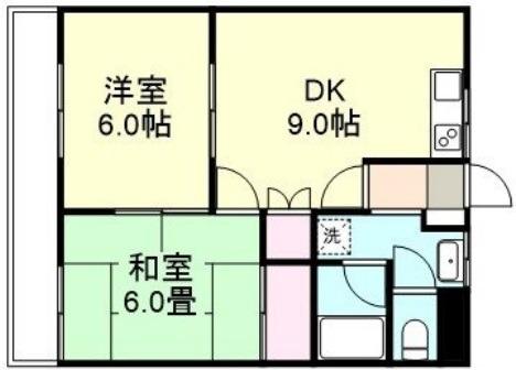 ミレニアムII(2DK/1階)の間取り写真