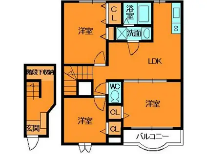 アサテラスⅡ(3LDK/2階)の間取り写真