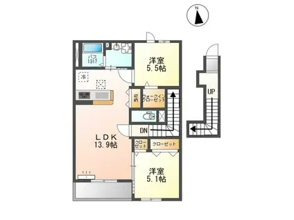 メゾン ヴィラージュ(2LDK/2階)の間取り写真