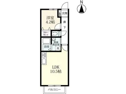 ロワイヤルI(1LDK/2階)の間取り写真