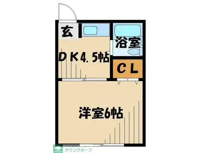 第五白王ハイツ(1DK/2階)の間取り写真