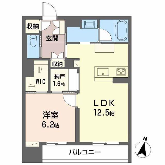 LUANA KAMISUGI(1LDK/2階)の間取り写真