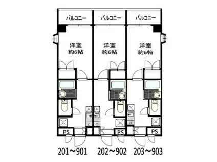 アーバンハイツI(1K/4階)の間取り写真