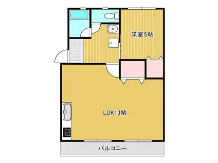 スカイハイツ大坪(1LDK/2階)の間取り写真