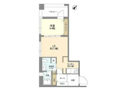 ミリアレジデンス南麻布(1LDK/2階)の間取り写真