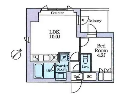 クレストコート旗の台(1LDK/2階)の間取り写真