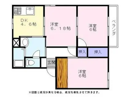 プロスパー・K A棟(3DK/2階)の間取り写真