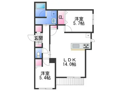 シャーメゾン アクシス(2LDK/1階)の間取り写真