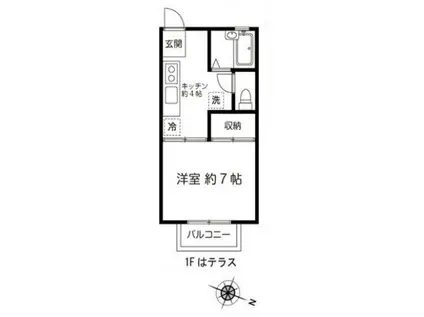 コーポ藤(1K/1階)の間取り写真