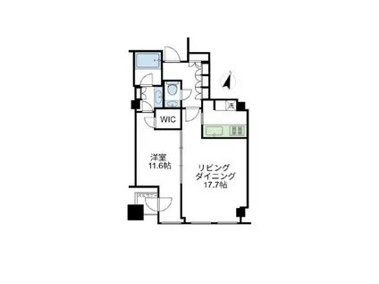 平河町森タワーレジデンス(1LDK/22階)の間取り写真