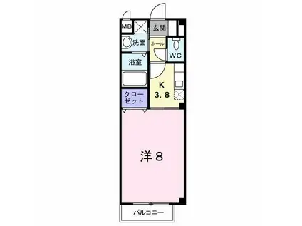 カレント上吉田IB(1K/2階)の間取り写真