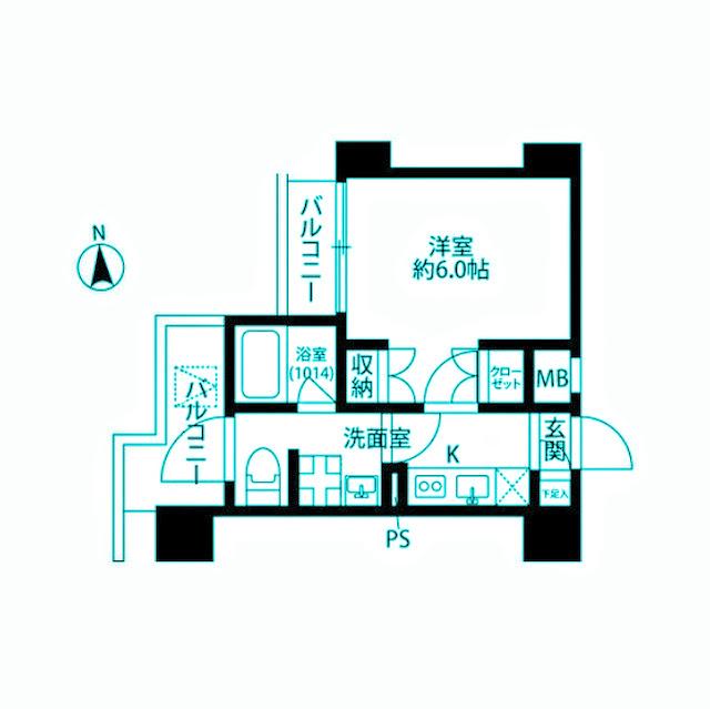 プレールドゥーク大森2(1K/4階)の間取り写真