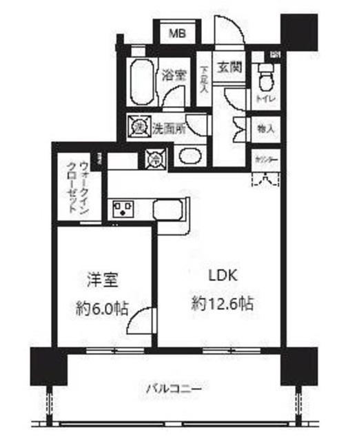 ライオンズシティ白金高輪(1LDK/5階)の間取り写真