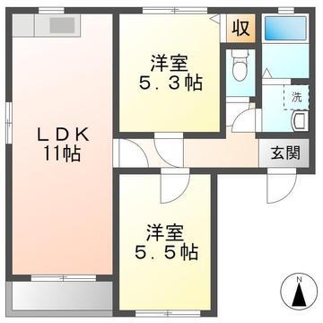 コーポTOKI(2LDK/1階)の間取り写真