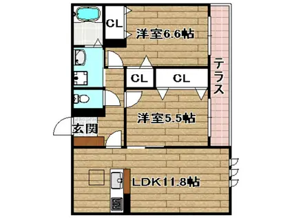 PRECIOSO(2LDK/1階)の間取り写真