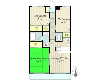 第3旭マンション(3LDK/1階)の間取り写真
