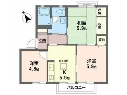 エコープラザII(3K/1階)の間取り写真