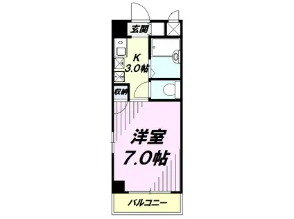アクロス立川II(1K/3階)の間取り写真