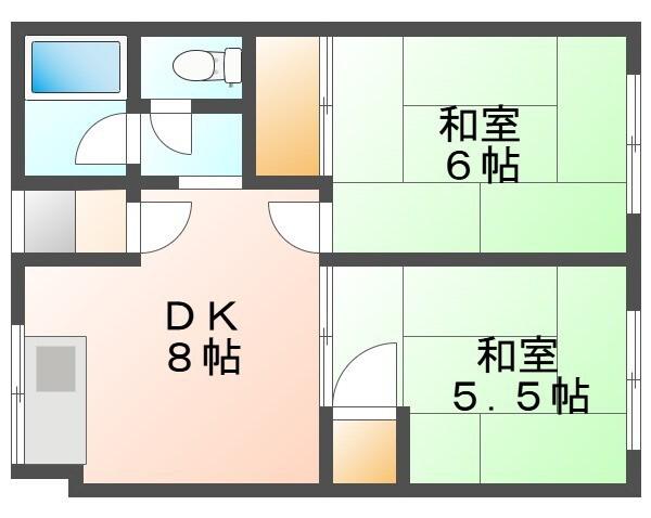 シティハイム34(2DK/2階)の間取り写真