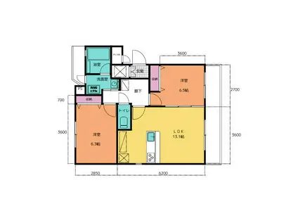 アビタシオンECO(2LDK/1階)の間取り写真