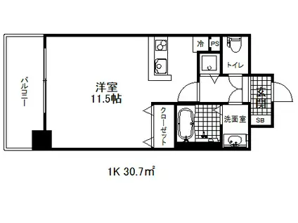 ダブルスタイル神戸(1K/4階)の間取り写真