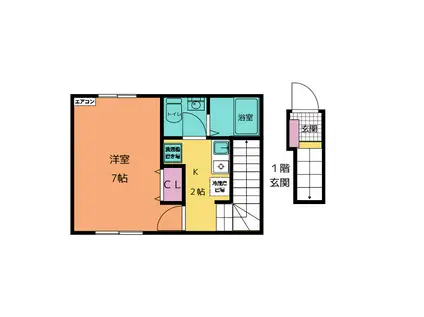 プライムコート久里浜(1K/2階)の間取り写真