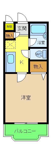 グランエクセル北花田(1K/1階)の間取り写真
