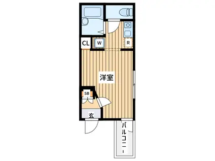 リプルサイド磯子(ワンルーム/2階)の間取り写真