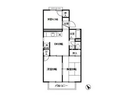 冬築タウン・パートII F棟(3DK/2階)の間取り写真