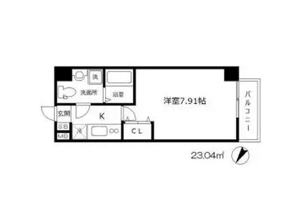 ウインズコート西梅田II(1K/1階)の間取り写真