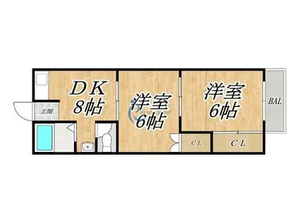 シェモワワン(2DK/2階)の間取り写真